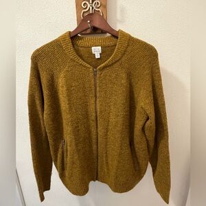 Evereve Mustard Zip-Front Knit Sweater Jacket